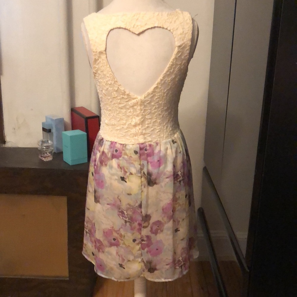 Candie’s dress with a floral bottom and  lace top